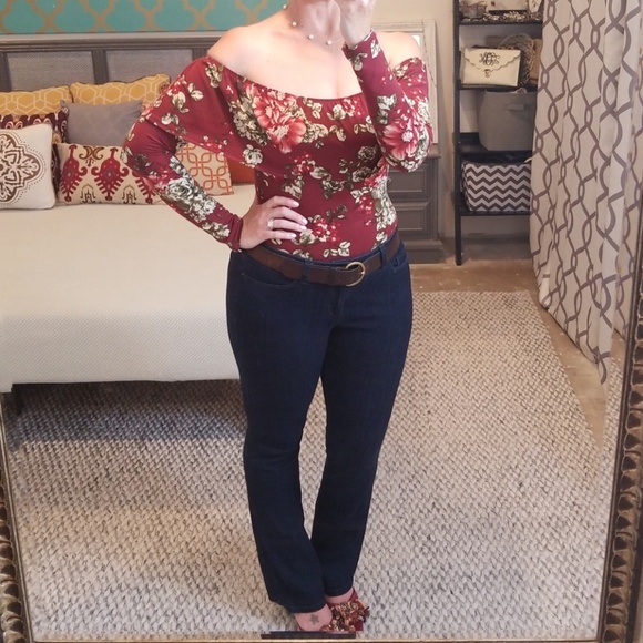 Klaxons Tops - Klaxons Floral Off the Shoulder Tee Shirt Blouse